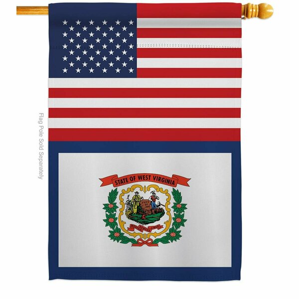 Guarderia 28 x 40 in. USA West Virginia American State Vertical House Flag with Double-Sided Banner Garden GU3912262